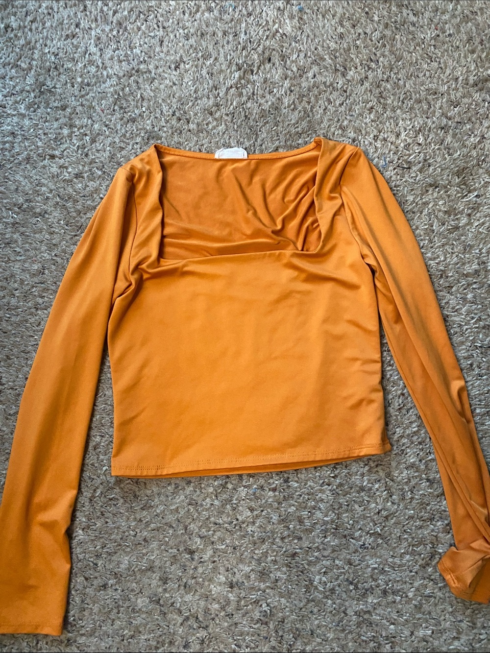 Square-Neck Long Sleeve Tee in Orange